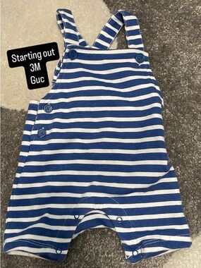 Starting Out Blue and White Striped Romper